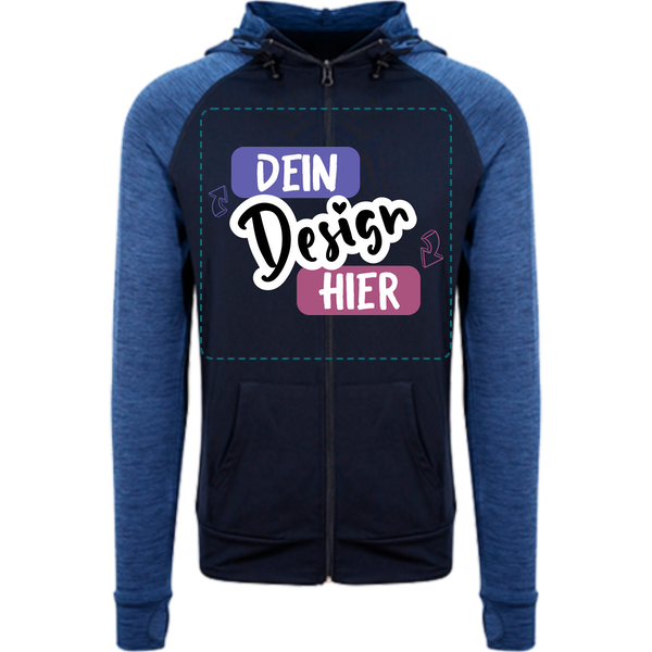 Moderner Kontrast Zip-Hoodie Herren · Marineblau / Melange Marineblau